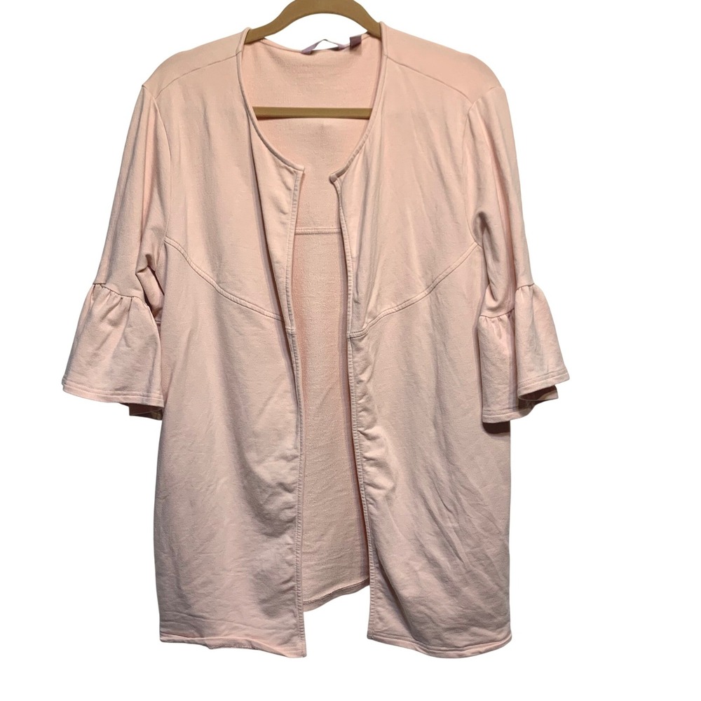 AnyBody Open Front Cardigan Size M Pink Bell Sleeve‎ Balletcore Soft Girl